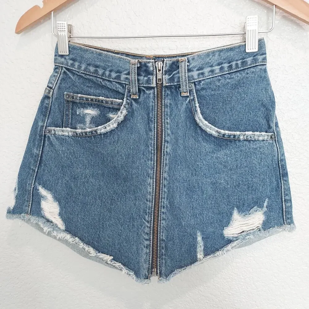 Carmar Denim Distressed Skirt Size 25